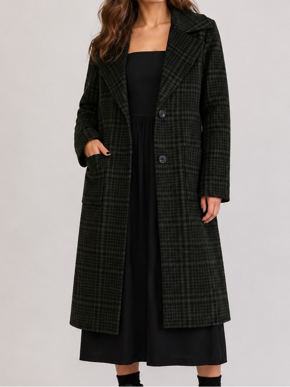 Disturbia Jackdaw Check Wool Blend Duster Coat 10